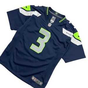 Nike Seattle Seahawks Russell Wilson 3 Jersey Youth Large Navy Blue NFL On Field